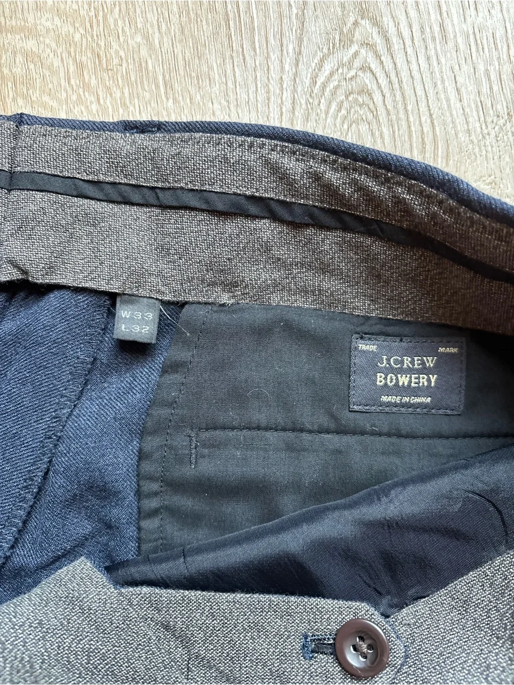 J.Crew Men's Bowery Navy Heather Slim 100% Wool Dress Pants Size 33x32